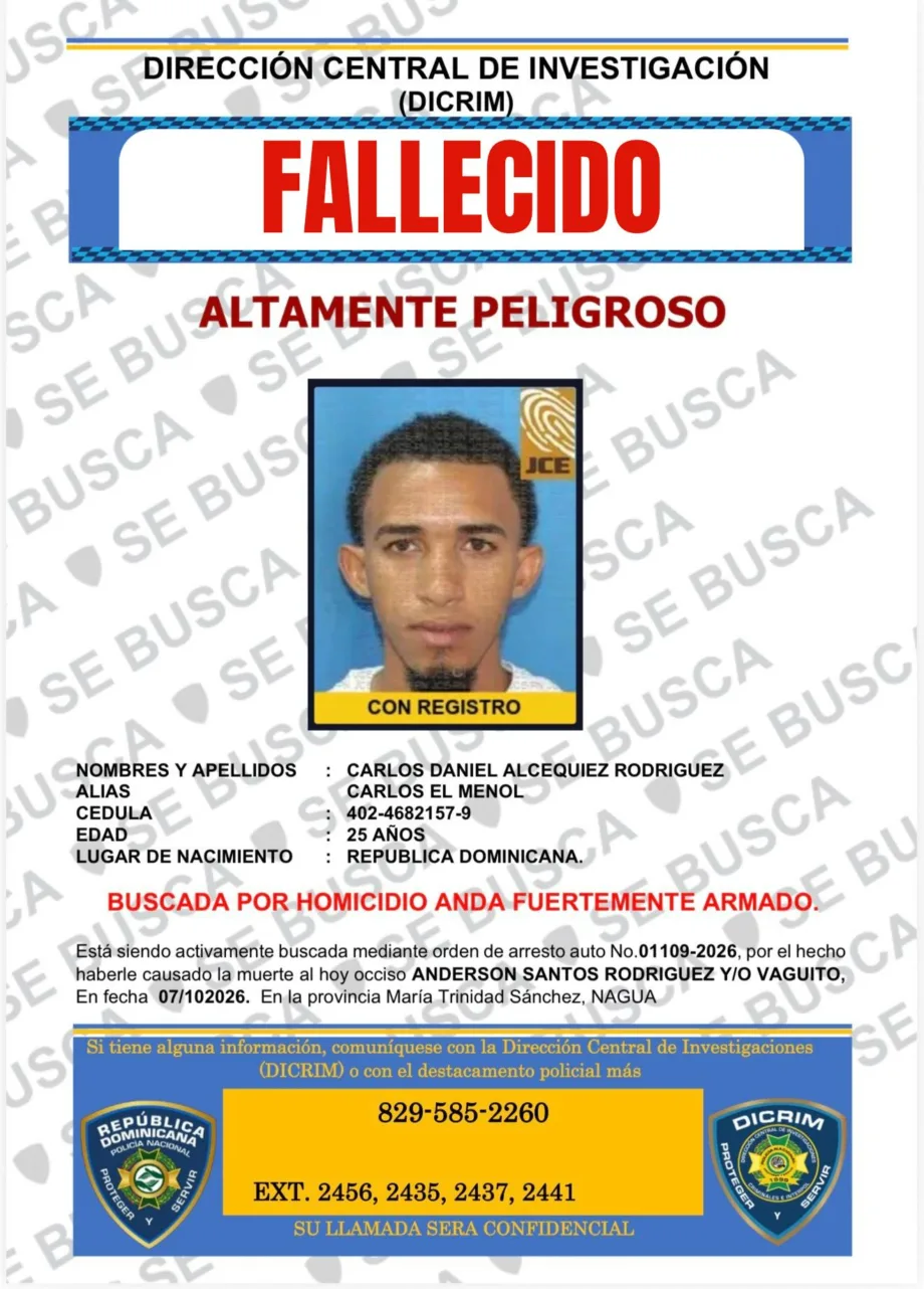 Cae abatido en Verón-Punta Cana "Carlos El Menol" buscado por muerte de joven cuyo cadáver fue enterrado en Nagua