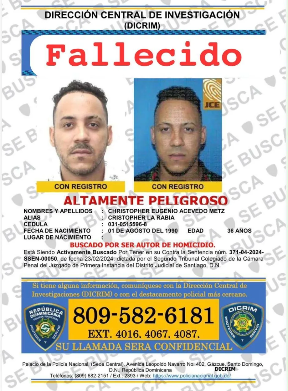 "La Rabia", abatido por el DICRIM en Santiago, estaba vinculado a múltiples asaltos y tenía nueve registros policiales
